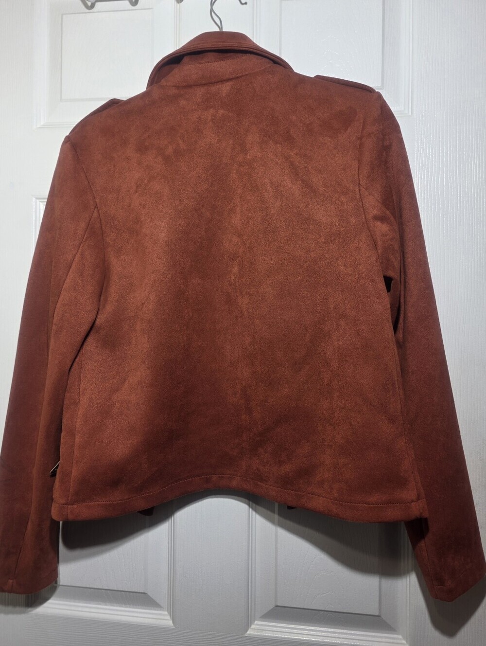 Bagatelle Collection Rust Faux Suede Moto Jacket Women’s Size S Preowned - Picture 2 of 4